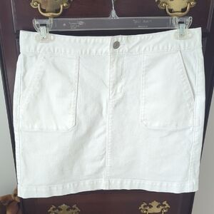LOFT White Mini Skirt with Front Pockets